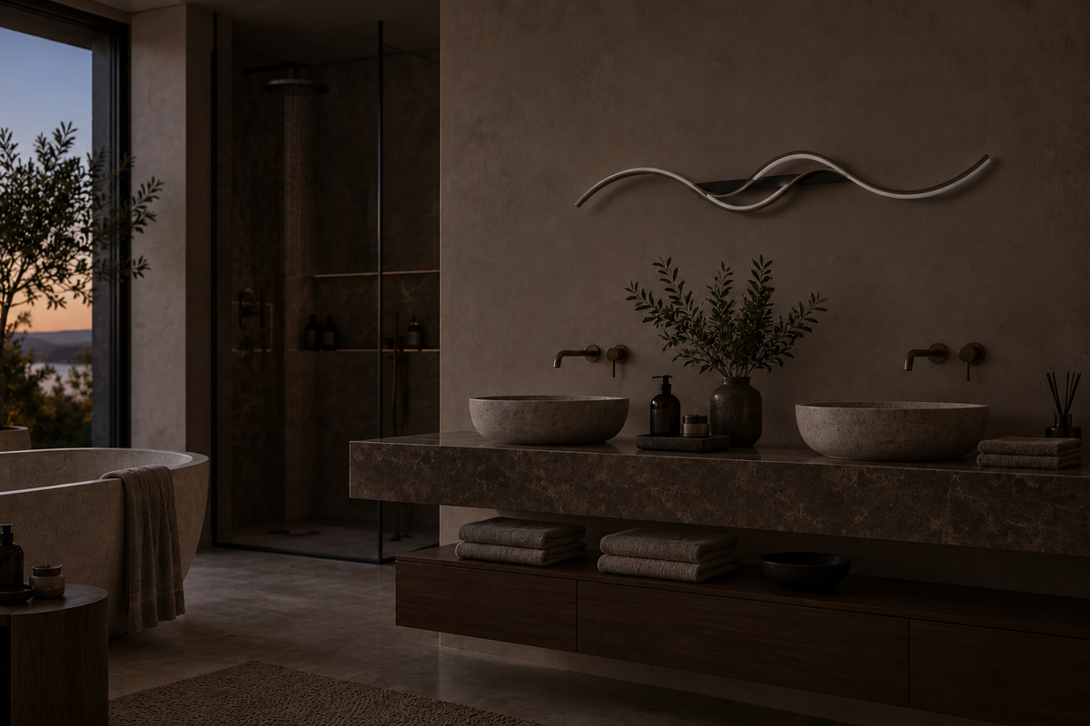 Salle de bain avec applique murale éteinte